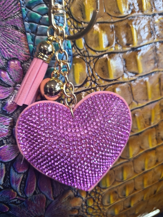 Accessories - Pink, Red, or Black Heart Crystal Purse Charm Keychain Rhinestones Bling ✨️❤️🩷